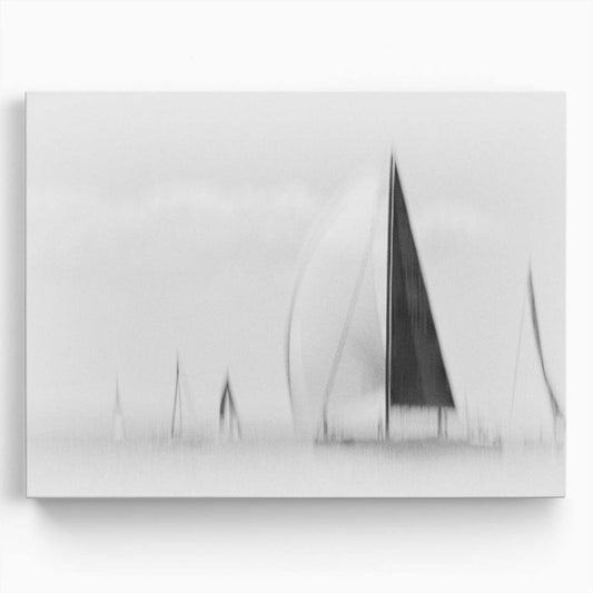 Abstract Nautical Seascape Sailboat Monochrome Wall Art by Luxuriance Designs. Made in USA.