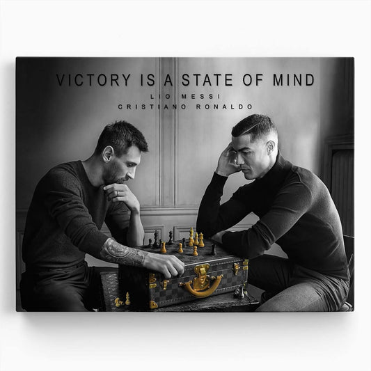 Leo Messi and Ronaldo Victory Is A State of Mind Landscape Wall Art by Luxuriance Designs. Made in USA.