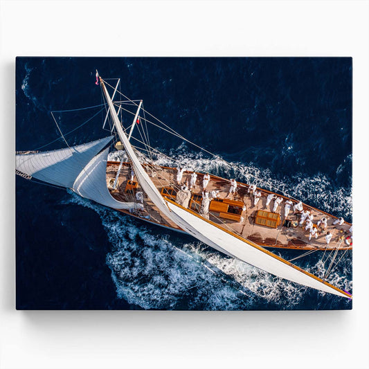 Cannes Yacht Race Moonbeam Aerial Seascape Wall Art by Luxuriance Designs. Made in USA.
