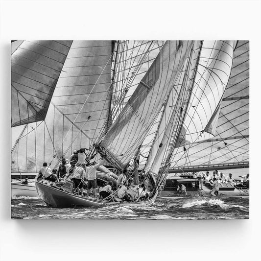 Antibes Moonbeam Yacht Race Monochrome Wall Art by Luxuriance Designs. Made in USA.