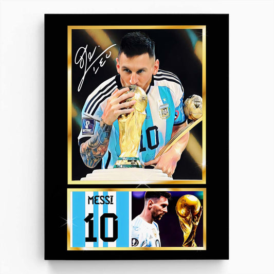 Leo Messi World Cup Victory Wall Art by Luxuriance Designs. Made in USA.