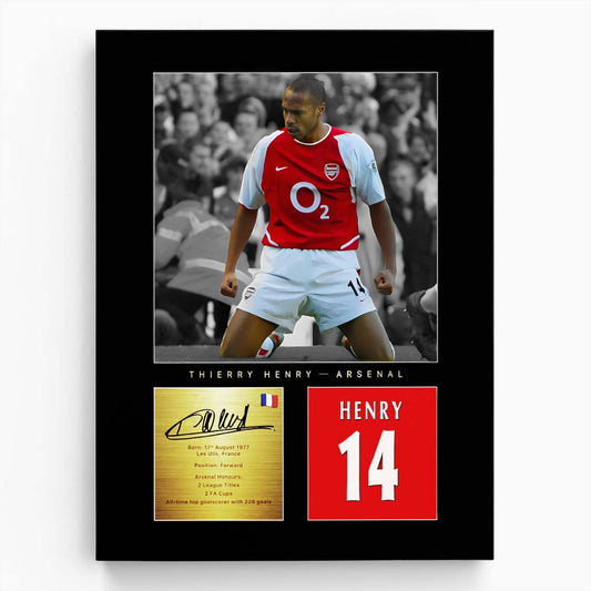 Thierry Henry Arsenal Signature Wall Art by Luxuriance Designs. Made in USA.