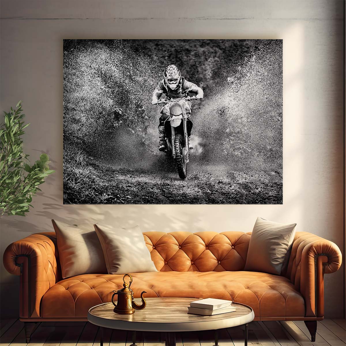 Extreme Motocross Racing Dramatic Monochrome Photography Wall Art