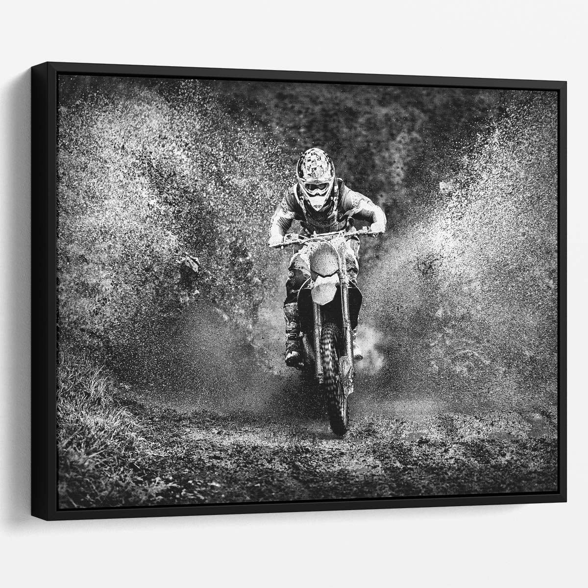 Extreme Motocross Racing Dramatic Monochrome Photography Wall Art