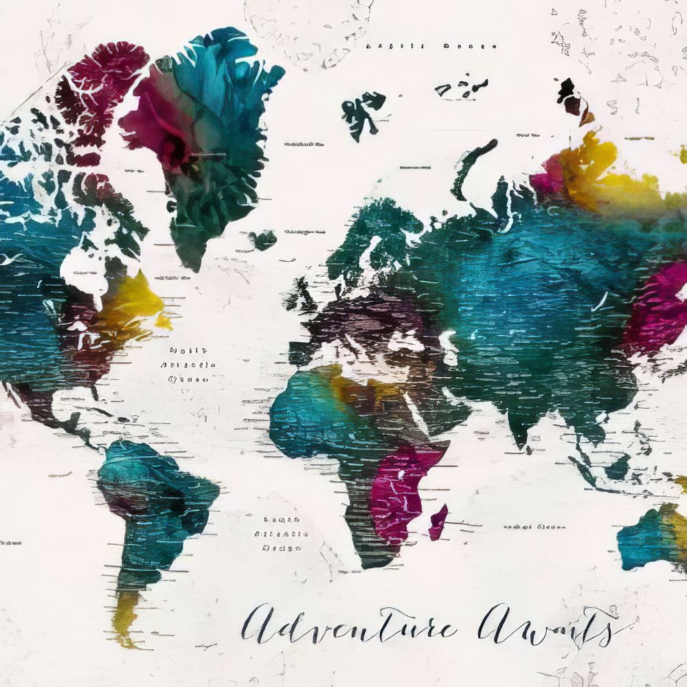 World Maps Wall Art, Prints, and Posters Collection by Luxuriance Designs