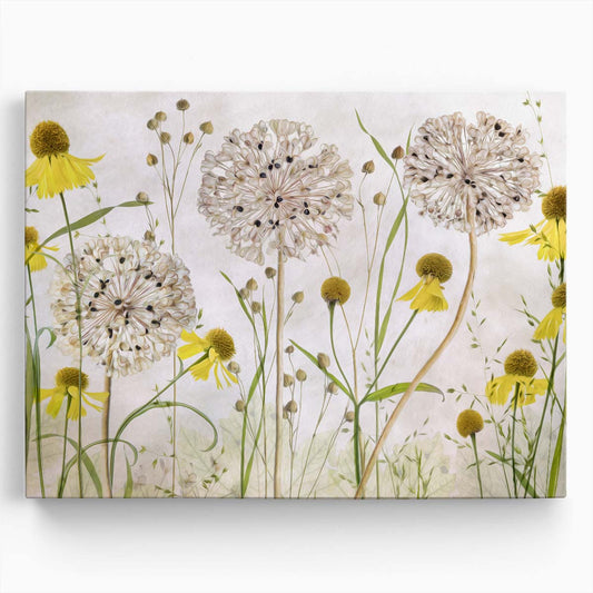 Summer Garden Macro Photography Alliums & Heleniums Landscape Wall Art by Luxuriance Designs. Made in USA.