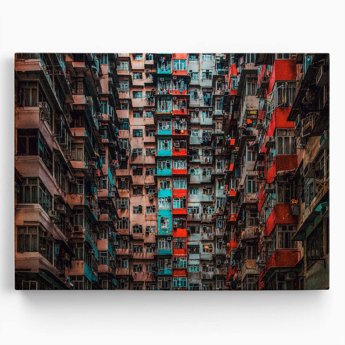 Colorful Hong Kong Street Scene Architecture Wall Art by Luxuriance Designs. Made in USA.