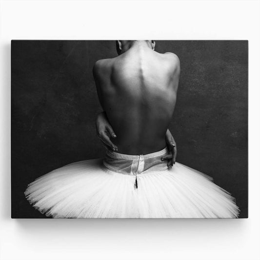 Elegant Ballerina Pose in Monochrome - Ballet Photography Wall Art by Luxuriance Designs. Made in USA.