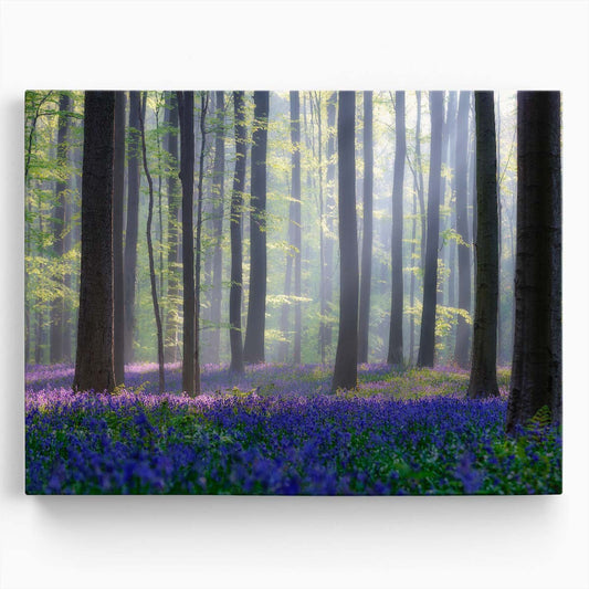 Misty Bluebell Forest Landscape Summer Floral Photography Wall Art by Luxuriance Designs. Made in USA.