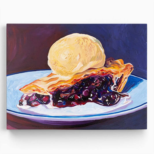 Vibrant Blueberry Pie & Ice Cream Painting Wall Art by Luxuriance Designs. Made in USA.