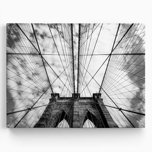 Iconic Brooklyn Bridge NYC Monochrome Architecture Wall Art by Luxuriance Designs. Made in USA.