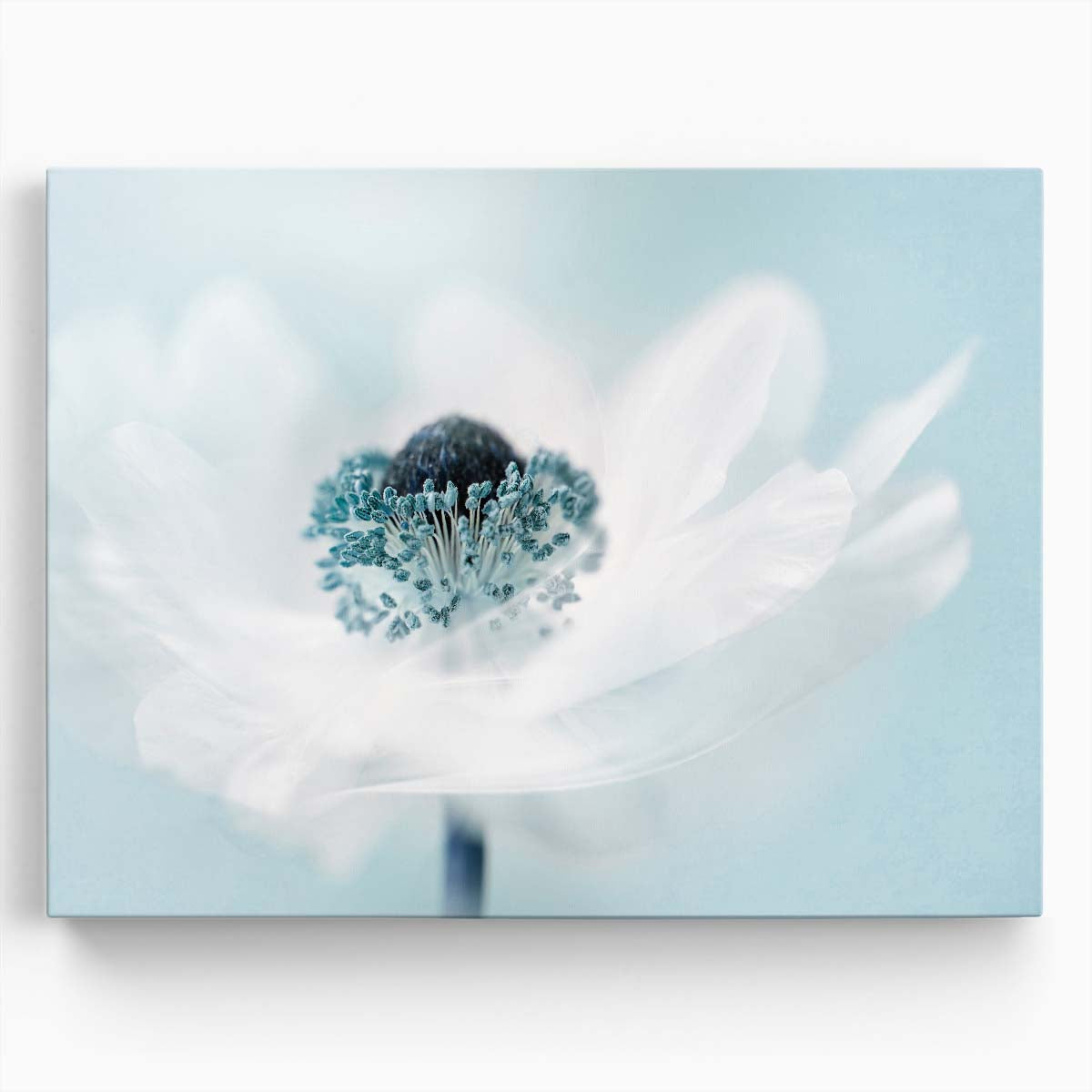 Turquoise Teal Floral Macro Abstraction Wall Art by Luxuriance Designs. Made in USA.