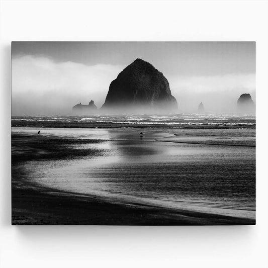 Cannon Beach Oregon Monochrome Seascape Wall Art by Luxuriance Designs. Made in USA.