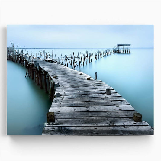 Turquoise Portugal Seascape Silky Water & Pier Photography Wall Art by Luxuriance Designs. Made in USA.