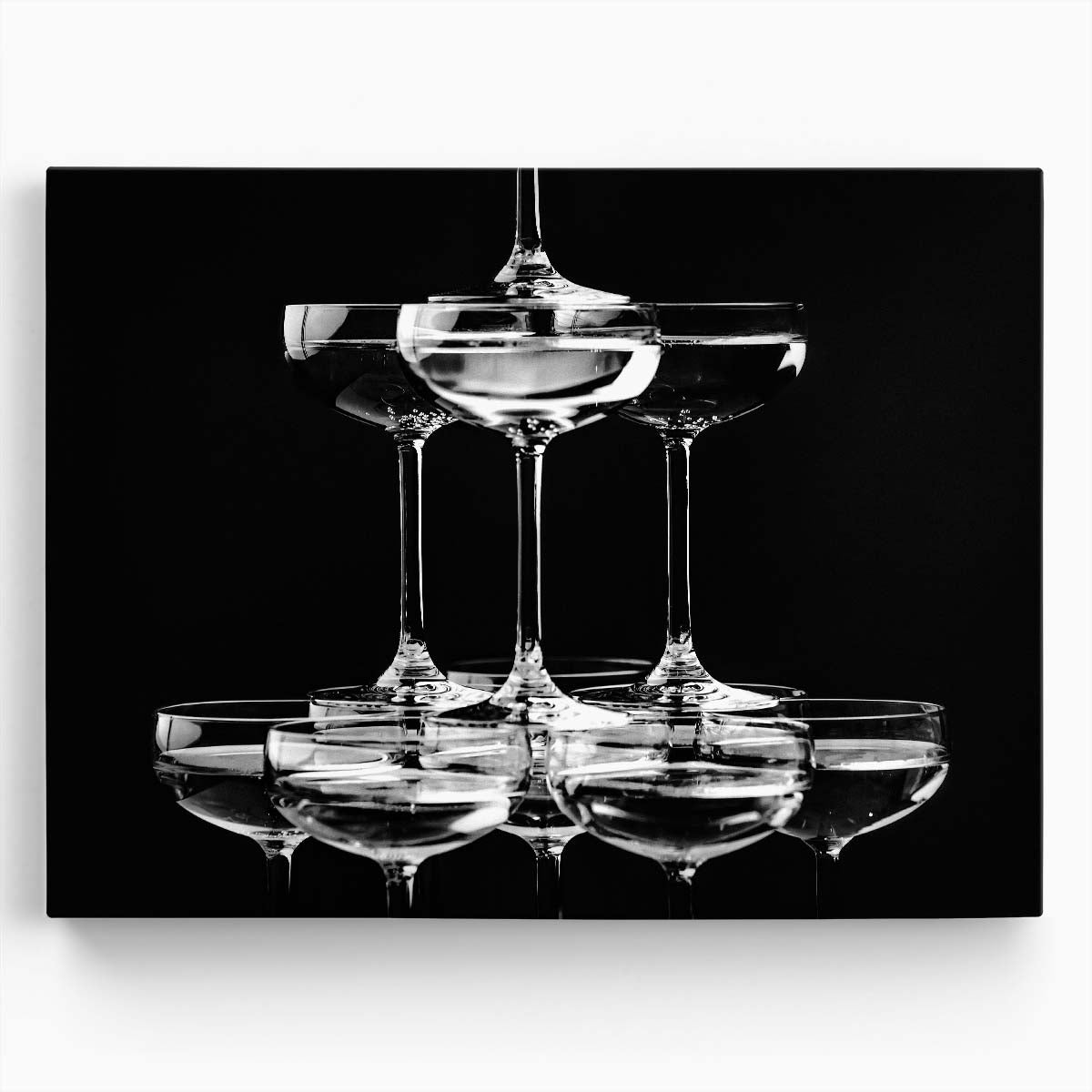 Elegant Champagne Tower Celebration Monochrome Wall Art by Luxuriance Designs. Made in USA.