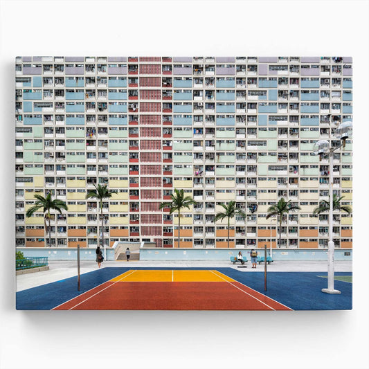 Colorful Choi Hung Estate Basketball Court Wall Art by Luxuriance Designs. Made in USA.