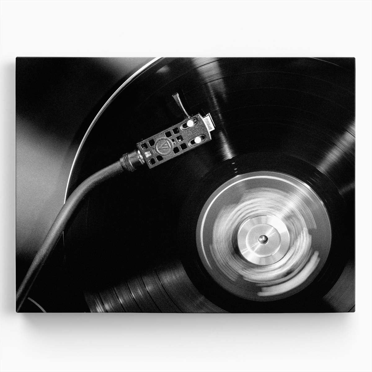 Vintage Vinyl Record Black and White Photography Wall Art Wall Art by Luxuriance Designs. Made in USA.