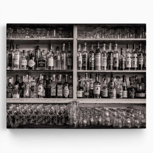 Monochrome Cocktail Bar Still Life Photography Wall Art by Luxuriance Designs. Made in USA.