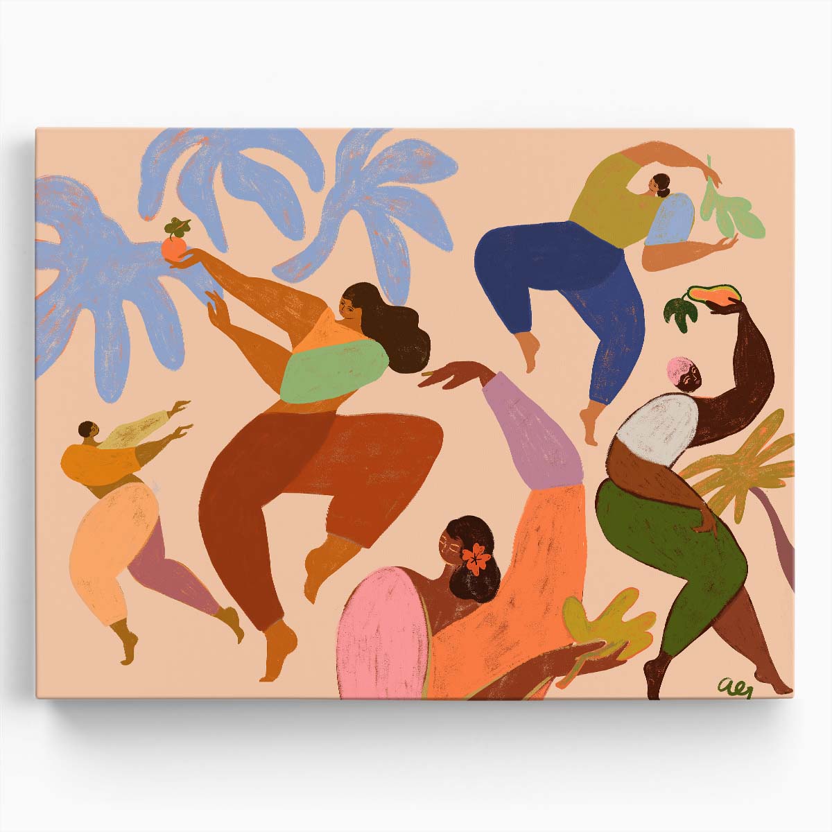 Joyful Sisterhood Dance Colorful Abstract Figurative Wall Art by Luxuriance Designs. Made in USA.