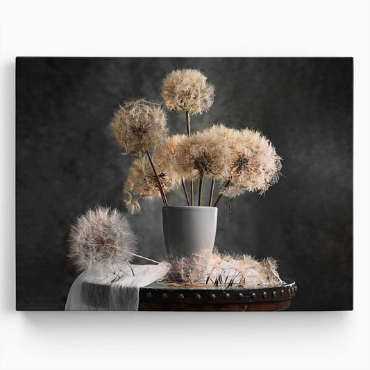 Autumn Dried Dandelion Seed Pod Floral Photography Wall Art by Luxuriance Designs. Made in USA.