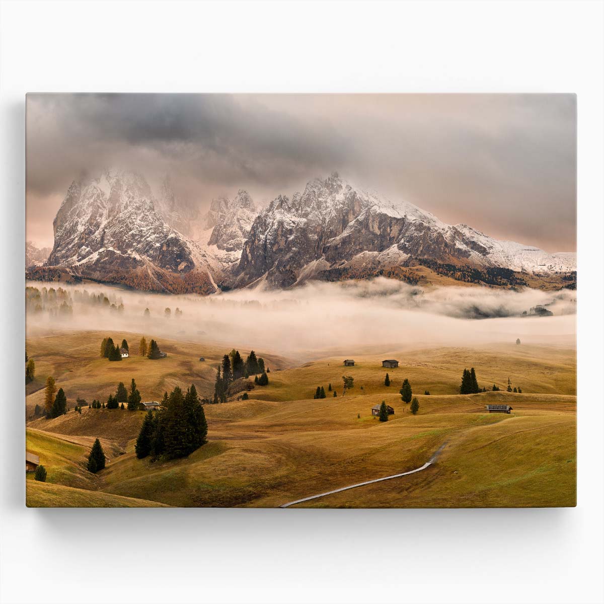 Mystical Dolomites Peaks & Autumn Cottages Wall Art by Luxuriance Designs. Made in USA.