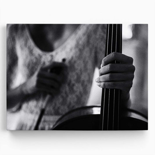 Vintage Monochrome Female Cello Musician Portrait Art Wall Art by Luxuriance Designs. Made in USA.