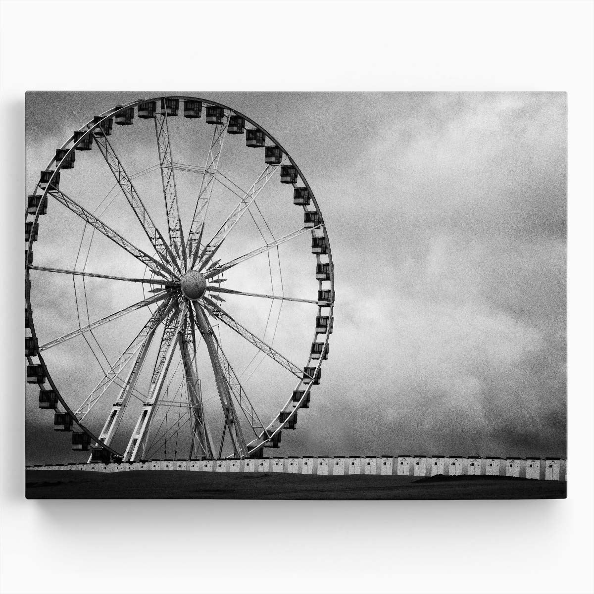 Monochrome Ferris Wheel Coastal Landscape Wall Art by Luxuriance Designs. Made in USA.