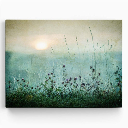 Autumn Sunrise Landscape Painterly Dawn Flower Field Photography Wall Art by Luxuriance Designs. Made in USA.