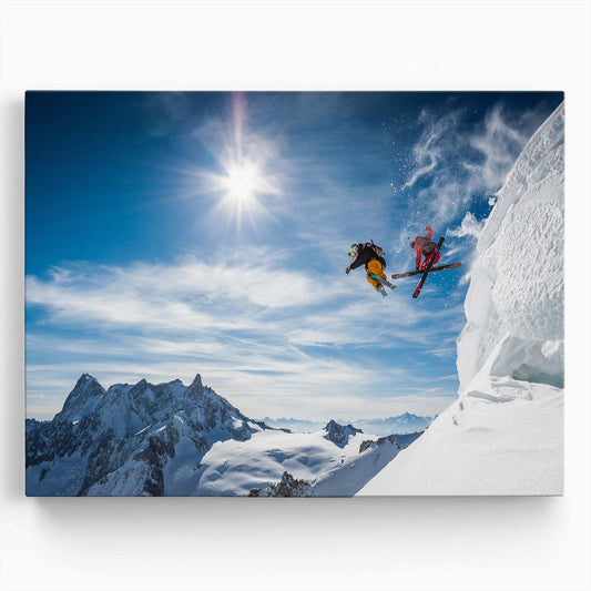 Tristan Shu's Dramatic Alps Freeski Leap Photography Wall Art by Luxuriance Designs. Made in USA.
