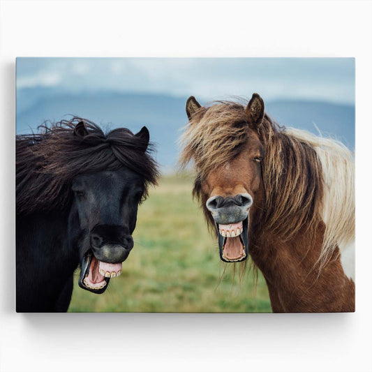 Joyful Smiling Horses in Sunny Countryside Wall Art by Luxuriance Designs. Made in USA.