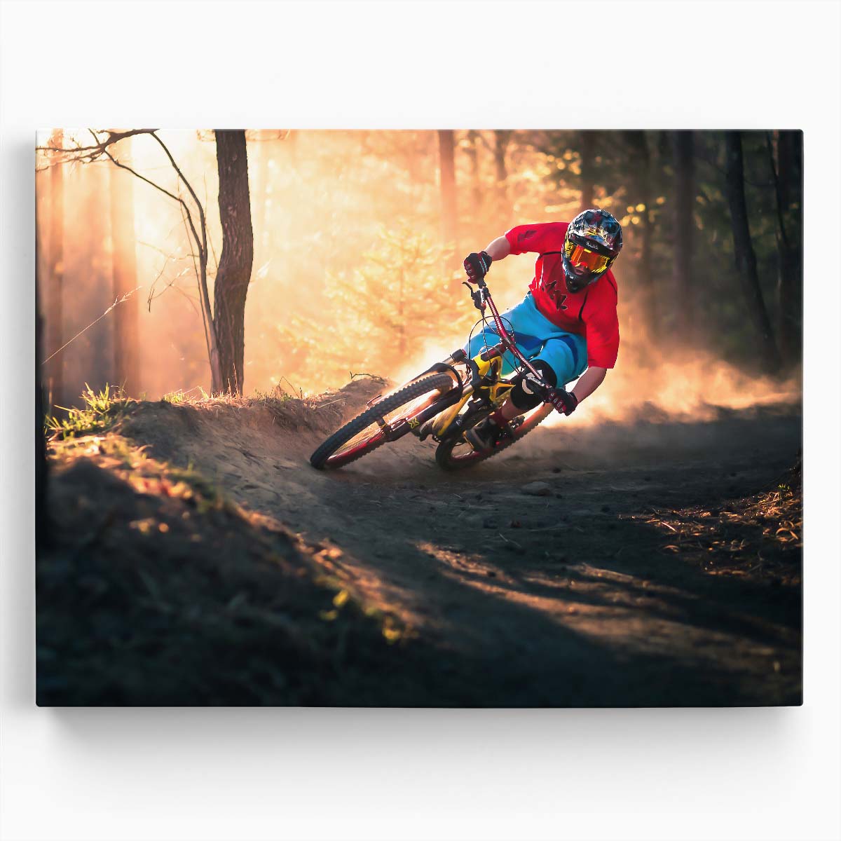 Golden MTB Freeride Adventure Bermed Corner Wall Art by Luxuriance Designs. Made in USA.