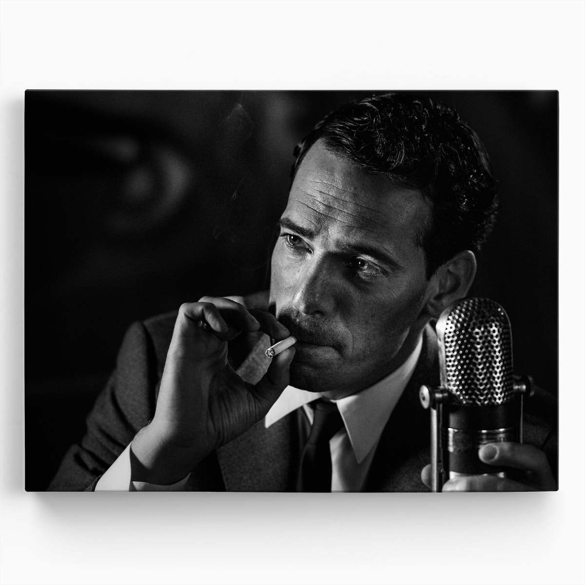 Vintage Cinematic Smoker Portrait in Monochrome by Peter Muller Wall Art by Luxuriance Designs. Made in USA.