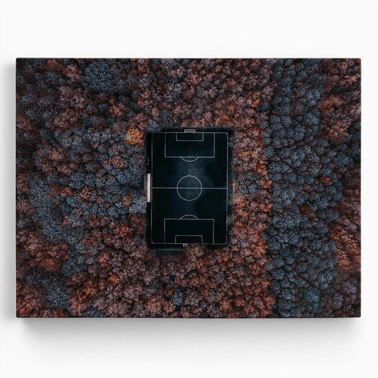 Aerial Autumn Soccer Field Forest Wall Art by Luxuriance Designs. Made in USA.