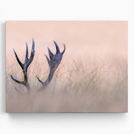 Hidden Stag Antlers in Nature Panoramic Wildlife Photography Wall Art by Luxuriance Designs. Made in USA.