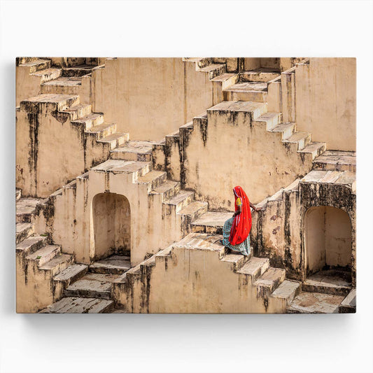 India's Ancient Stepwell Historical Architecture Photography Wall Art by Luxuriance Designs. Made in USA.