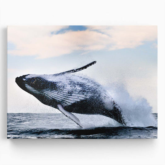Majestic Humpback Whale Leap Ocean Seascape Wall Art by Luxuriance Designs. Made in USA.