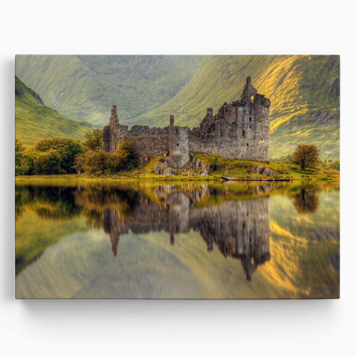 Kilchurn Castle Ruins Panoramic Wall Art, Scotland by Luxuriance Designs. Made in USA.