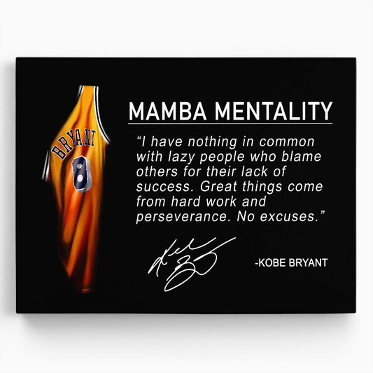 Kobe Bryant Great Things Comes From Hard Work Wall Art by Luxuriance Designs. Made in USA.