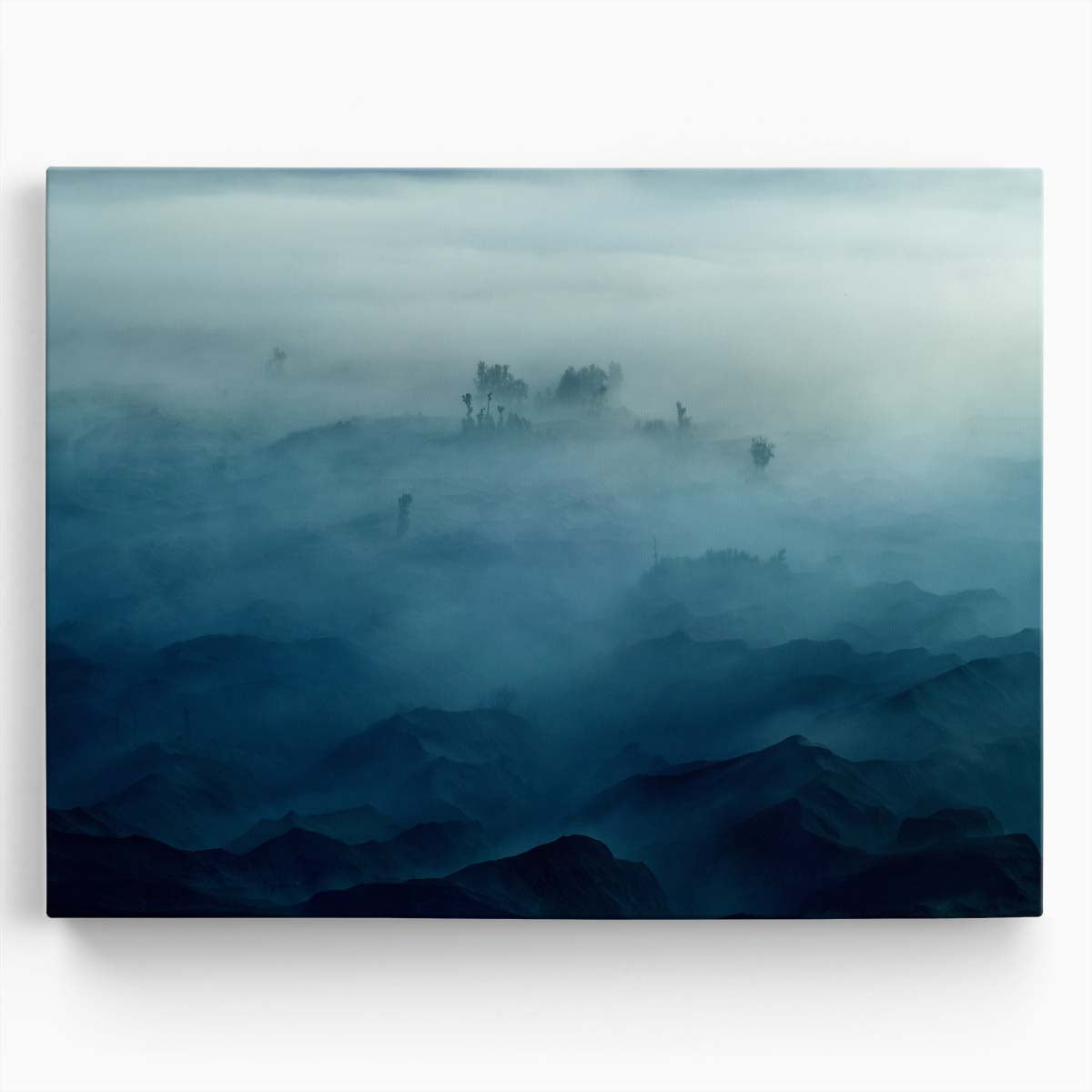 Misty Bromo Volcano Landscape Layers Wall Art by Luxuriance Designs. Made in USA.