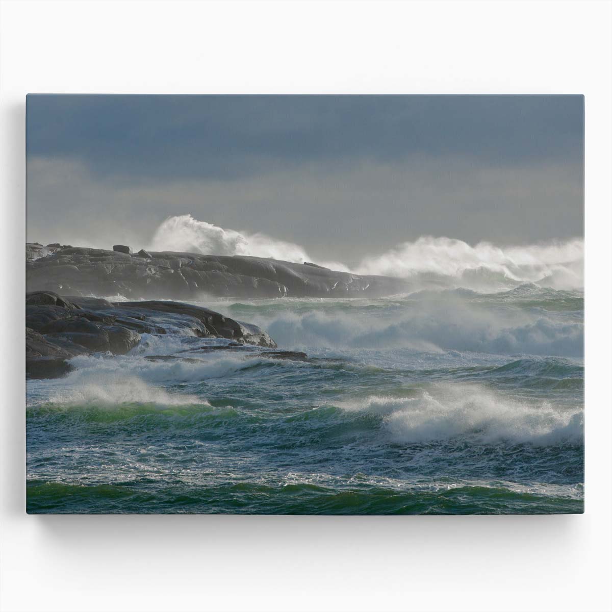 Nova Scotia Lighthouse Amidst Waves - Coastal Seascape Photography Wall Art by Luxuriance Designs. Made in USA.