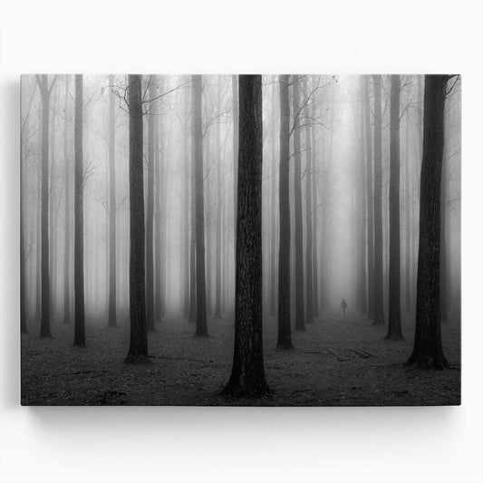 Foggy Forest Solitude Path Monochrome Wall Art by Luxuriance Designs. Made in USA.