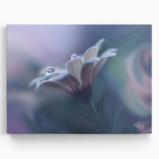 Delicate Floral Dewdrops Macro Pastel Wall Art by Luxuriance Designs. Made in USA.