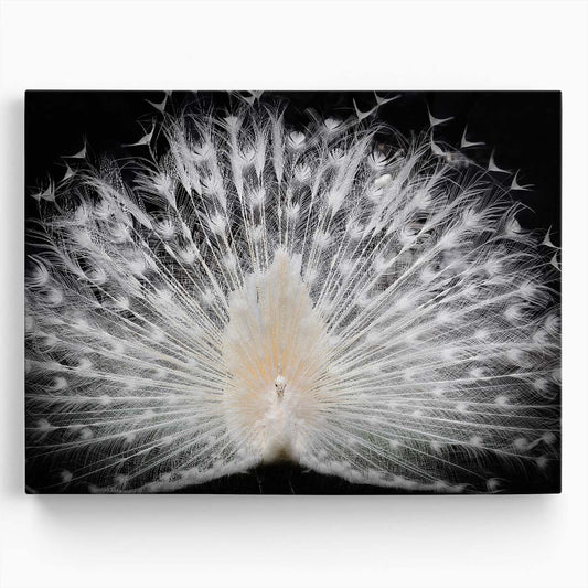 Italian Majestic White Peacock Feather Pattern Wall Art by Luxuriance Designs. Made in USA.