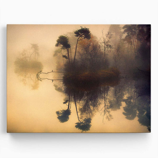 Serene Autumn Lake & Misty Forest Wall Art by Luxuriance Designs. Made in USA.