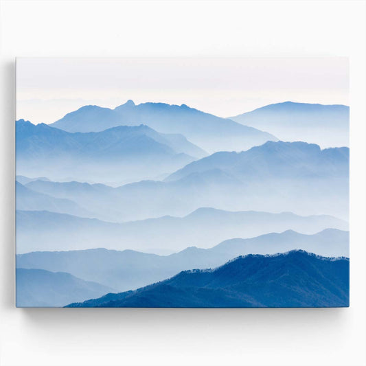Misty Mountain Sunrise Soft Pastel Landscape Photography Wall Art by Luxuriance Designs. Made in USA.
