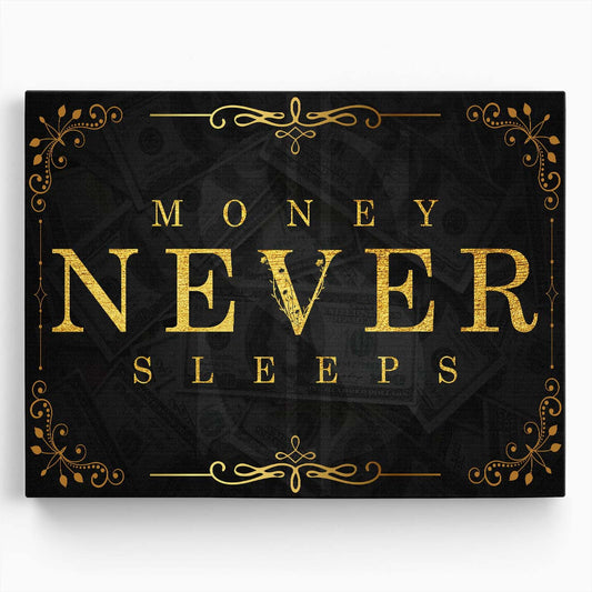 Money Never Sleeps Wall Art by Luxuriance Designs. Made in USA.