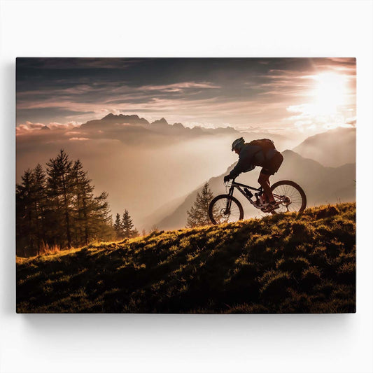 Golden Hour Mountain Biking Adventure - Action Photography Wall Art by Luxuriance Designs. Made in USA.