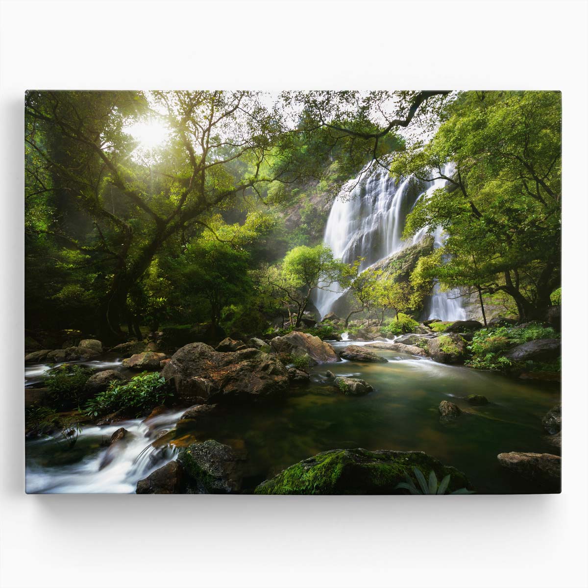 Majestic Khlong Lan Waterfall Stream Landscape Photography Wall Art by Luxuriance Designs. Made in USA.