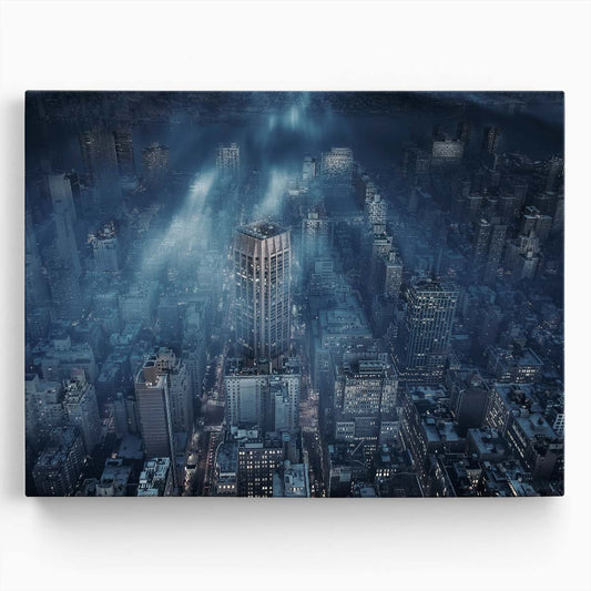NYC Skyline Night Lights Cityscape Wall Art by Luxuriance Designs. Made in USA.