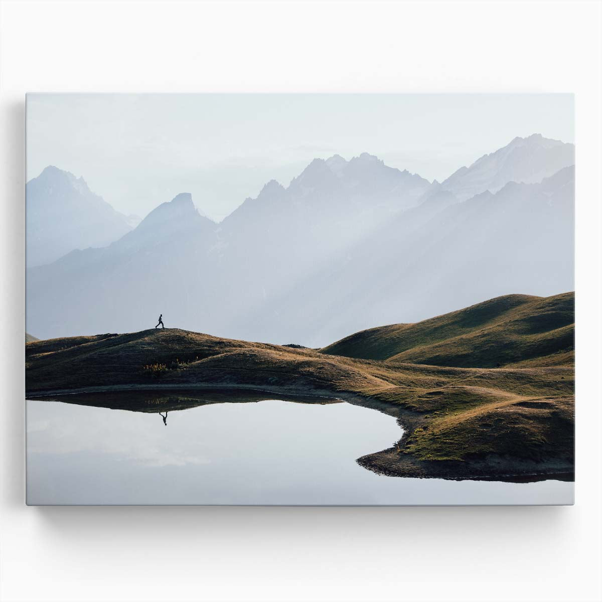 Serene Sunrise Over Koruldi Lakes Mountain Reflection Wall Art by Luxuriance Designs. Made in USA.